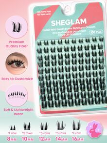 SHEGLAM Flutter Wild مجموعات رموش بستايل Sweet Bunny ماركة تجميل ومكياج للنساء والفتيات - الأسود - مشاهدة 4