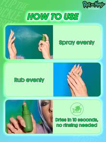 Rick and Morty X SHEGLAM Pickle Rick No-Rinse Hand Cleanser Spray Brand Beauty Cosmetic Makeup For Women And Girls - Clear - View 5