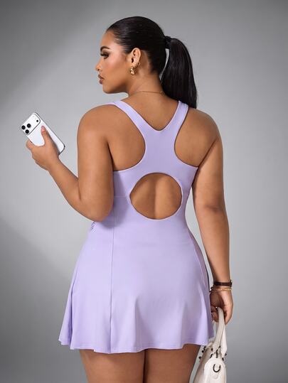Rhythm Era Women's Plus Size Solid Color Sleeveless Sports Dress