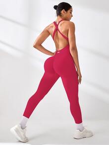 Slayform Slayform Women's Sleeveless Sexy Sports Jumpsuit - Dark Blue - View 2