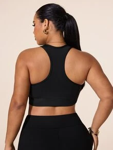 SHEIN Unity Women's Plus Size Solid Color Casual Versatile Daily Travel Sports T-Shirt - Black - View 2