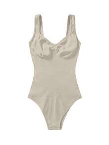 Slayform Slayform Seamless Yoga Jumpsuit With Padded Bra - Khaki - View 7