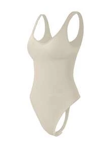 Slayform Slayform Seamless Yoga Jumpsuit With Padded Bra - Khaki - View 8