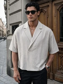 SIGLOCORE Men's Striped Casual Versatile Daily Wear Shirt - Grey - View 1