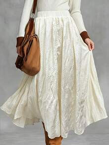 INAWLY Women's Solid Color Casual Versatile Daily Skirt - Apricot - View 4