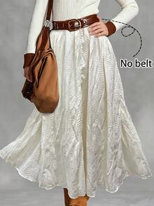INAWLY Women's Solid Color Casual Versatile Daily Skirt - Apricot - View 1