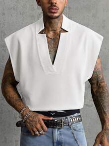 SIGLOCORE Men's Summer Casual Versatile Solid Color Wide Tank Top - White - View 6