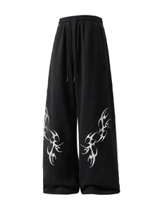 Gym Rark Men's Gothic Print Drawstring Waist Wide Leg Sweatpants, Gym - Black - View 5