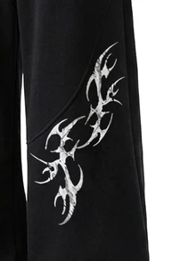 Gym Rark Men's Gothic Print Drawstring Waist Wide Leg Sweatpants, Gym - Black - View 3