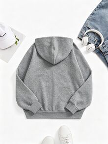 SHEIN Sparklyn 青少年女孩休閒舒適寬鬆運動衫上衣外套，適合秋冬穿著，女孩秋季時尚服飾套裝 - 彩色 - 查看 4