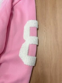 TOKVUE 男士拉鍊連帽衛衣，國旗徽章字母與數字刺繡工藝，寬鬆版型，秋冬衛衣面料，美式街頭休閒衛衣，適合外出、通勤、街拍、大學、旅行、日常穿著等 - 粉色 - 查看 7