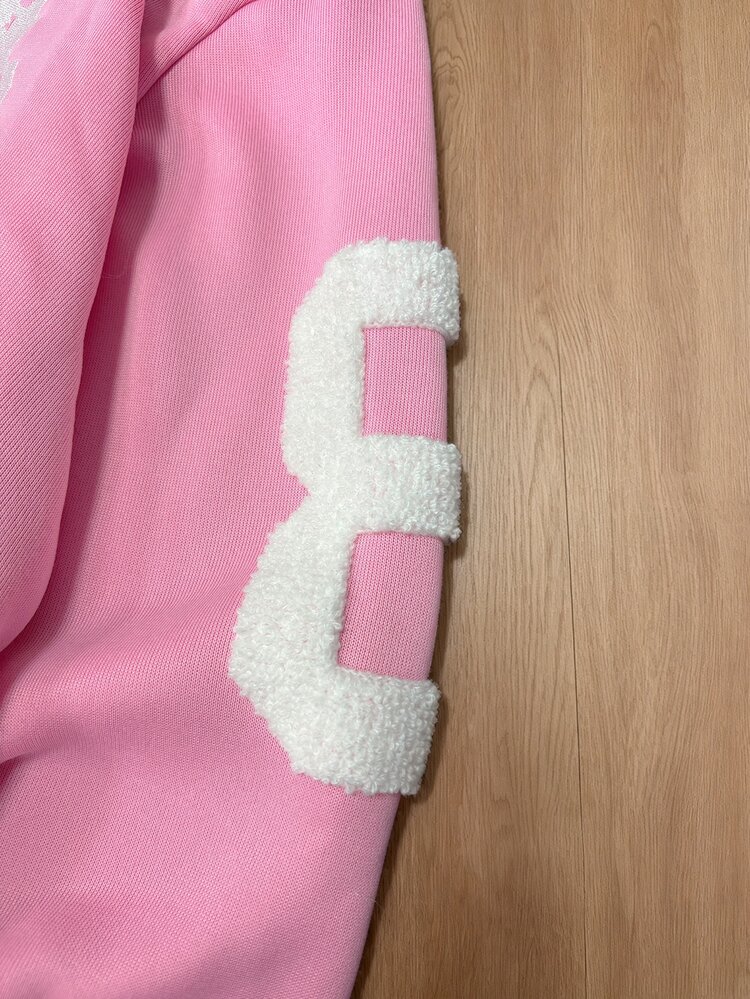 TOKVUE Men's Zip-Up Hooded Sweatshirt, National Flag Badge Letter & Number Embroidery Craft, Loose Fit, Autumn/Winter Sweatshirt Fabric, Loose Fit, American Street Casual Sweatshirt, Suitable For Outings, Commuting, Street Photography, College, Travel, Daily Wear, Etc. - Pink - View 7