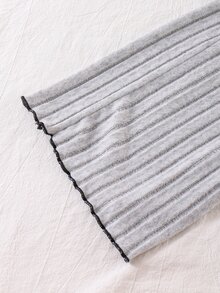 Teen Girls 2-Piece Lounge Set, Brushed Ribbed Long Sleeve Top Long Pants, V-Neck Frill Trim Bow Detail, Soft Elastic Fabric, Sweet Cute Autumn - Grey - View 8