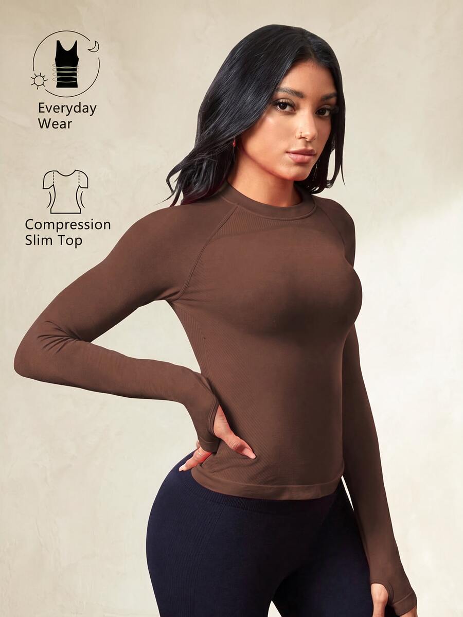 Eassivo Eassivo Split Back Sports Teeworkout Tank Top - Brown - View 1