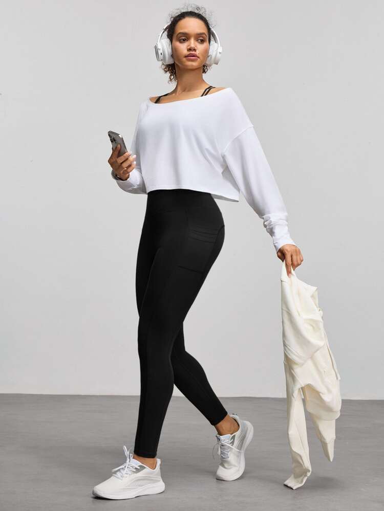Eassivo Eassivo Women Pocket Yoga Leggings, Casual Sports Tights - Black - View 5