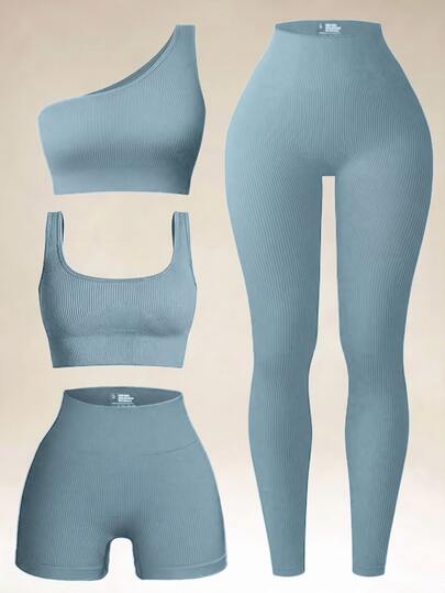 Eassivo Eassivo Women Ribbed Yoga Sportswear Set Workout Women Set Women Leggings Set Gym Women Outfit