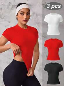 Eassivo Eassivo Leisure Solid Raglan Sleeve Sports Tee - Multicolor - View 3