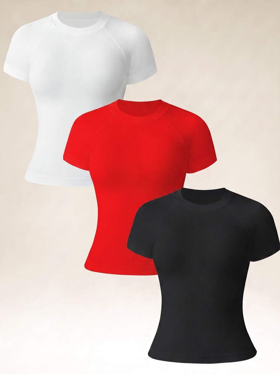 Eassivo Eassivo Leisure Solid Raglan Sleeve Sports Tee