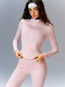 VARSIVA Women's Long Sleeve Zipper Front Slim Fit Sports Activewear Outwear Jacket - Pink - View 6