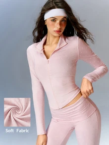 VARSIVA Women's Long Sleeve Zipper Front Slim Fit Sports Activewear Outwear Jacket - Pink - View 11