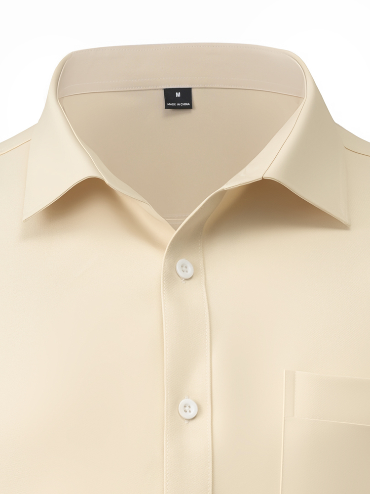 Manfinity Bizformal Men's Apricot Luxury Wrinkle-Resistant Slim Fit Long Sleeve Business Casual Shirt - Apricot - View 4