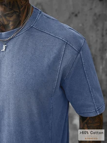 SLATEMANN Men's Summer Casual Versatile Short Sleeve T-Shirt Men's Summer Casual Simple Washed Short Sleeved T-Shirt - Black - View 6