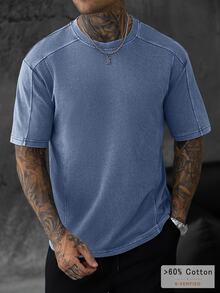 SLATEMANN Men's Summer Casual Versatile Short Sleeve T-Shirt Men's Summer Casual Simple Washed Short Sleeved T-Shirt - Black - View 5