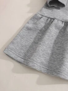 Genkimix Young Girls Leopard Bowknot Sweatshirt Dress, Ribbon Bows Ruffle Hem Casual Dress, Cute Gray Long Sleeve Pullover Tunic - Grey - View 8