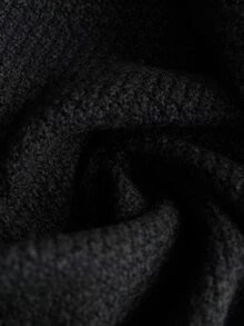 Linhara Plus Size Women's Solid Color Round Neck Pocket Knitted Cardigan Loose Drop Shoulder Long Sleeve Single-Breasted Sweater Jacket Slouchy Thick Flattering Versatile Casual Layering Top For Spring And Autumn - Black - View 4