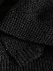 Linhara Plus Size Women's Solid Color Round Neck Pocket Knitted Cardigan Loose Drop Shoulder Long Sleeve Single-Breasted Sweater Jacket Slouchy Thick Flattering Versatile Casual Layering Top For Spring And Autumn - Black - View 8