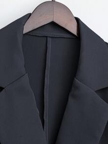 Franclia Women's Solid Color Lapel Collar Long Sleeve Blazer And Pleated Mini Skirt Elegant Suit Set, Spring Autumn Fall Cloth For Women - Black - View 5