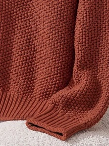 Rusticease Cardigan Polos Model Drop Shoulder, Cocok untuk Sehari-hari, Sekolah, Warna Cokelat Karat, Musim Gugur, Kasual, Sederhana, untuk Hari Thanksgiving, dan Lainnya. - Coklat - View 5
