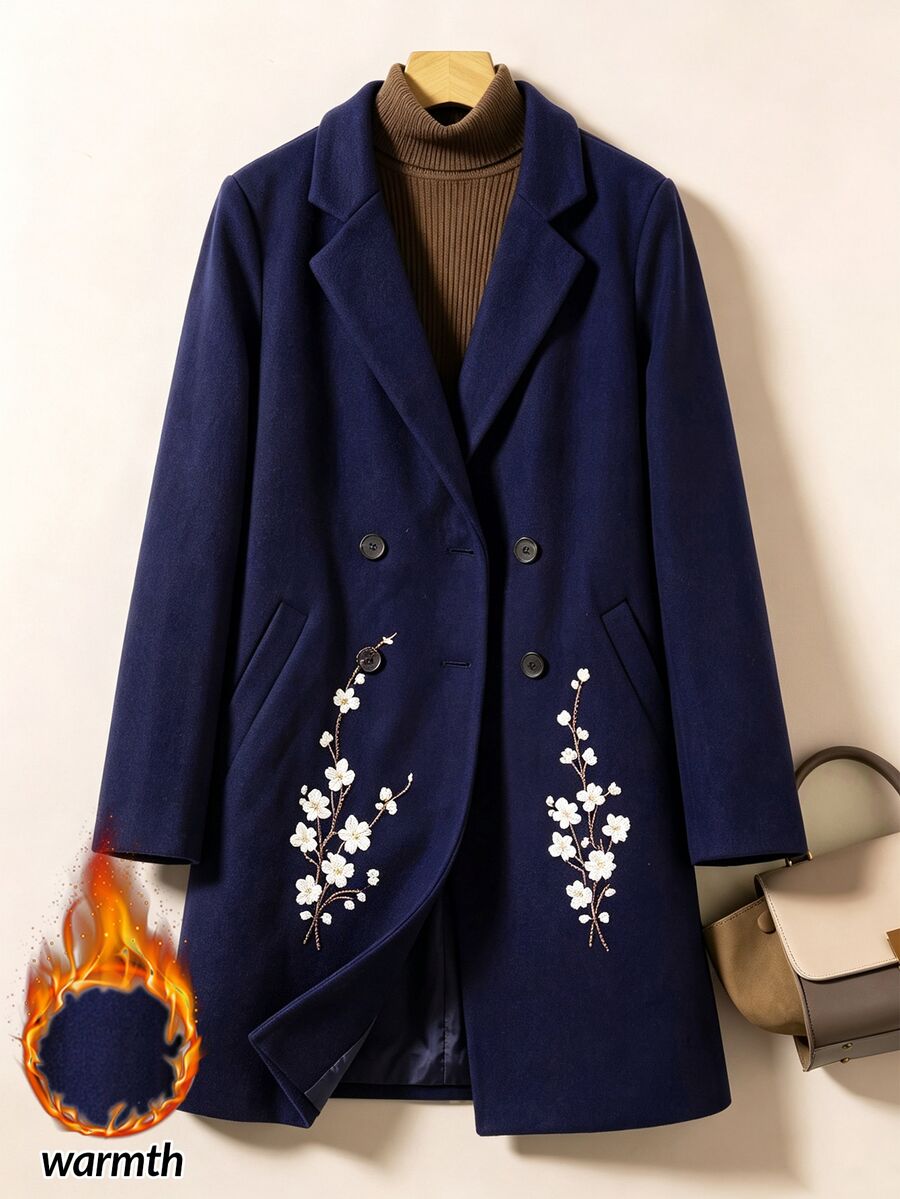 Rusticease Women Overcoats - Navy Blue - View 1