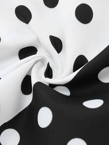 Franclia Women's White And Black Polka Dot,Summer,Retro Vintage,Tea Party Sleeveless Wavy Patchwork Casual Flared Midi Dress(Without A Belt) - Black and White - View 4
