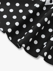 Franclia Women's White And Black Polka Dot,Summer,Retro Vintage,Tea Party Sleeveless Wavy Patchwork Casual Flared Midi Dress(Without A Belt) - Black and White - View 6
