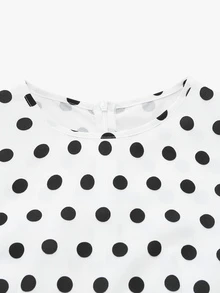 Franclia Women's White And Black Polka Dot,Summer,Retro Vintage,Tea Party Sleeveless Wavy Patchwork Casual Flared Midi Dress(Without A Belt) - Black and White - View 5