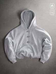 STYNVO 男士素色休閒日常連帽衫 - 灰色 - 查看 1