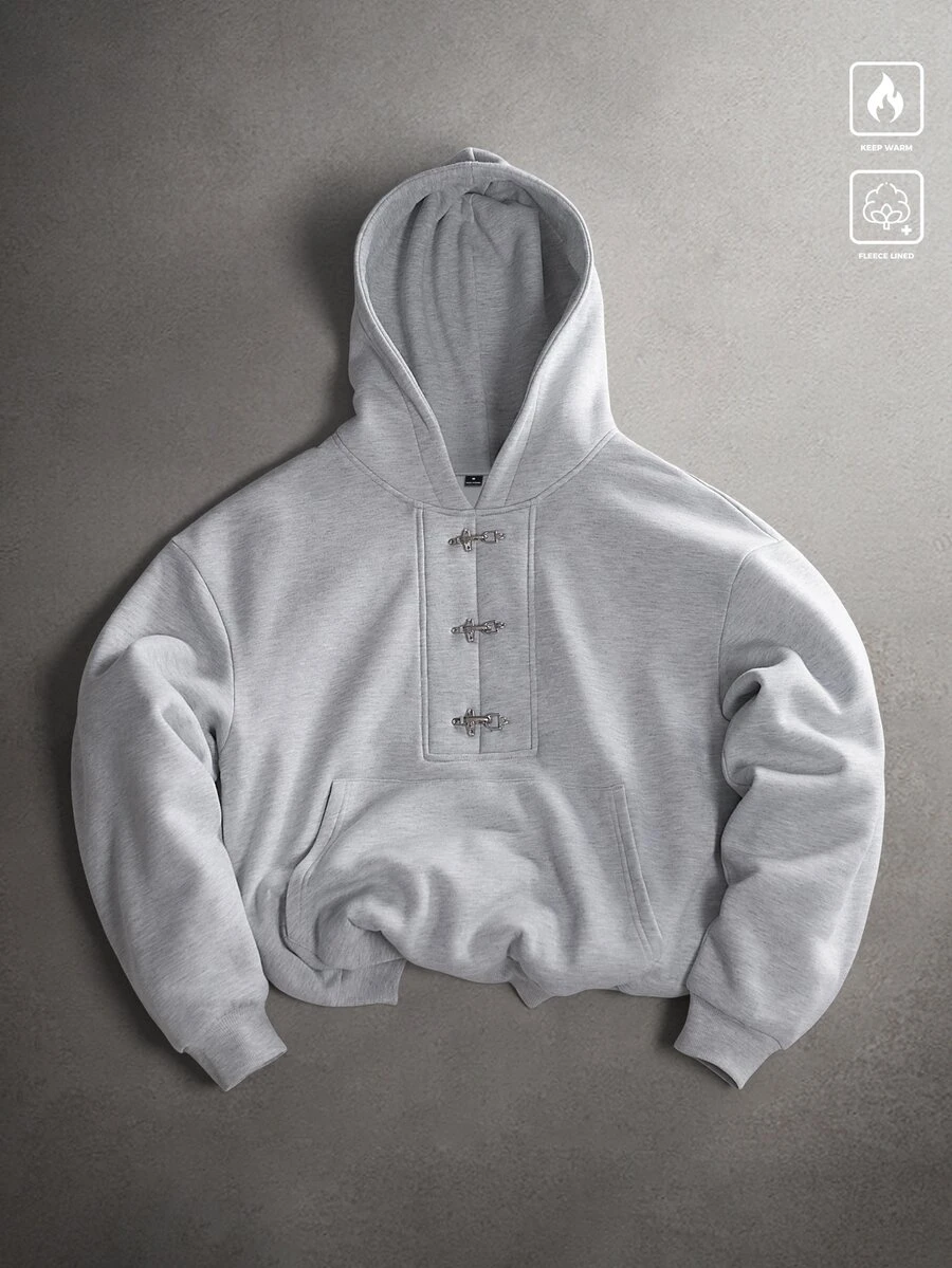 STYNVO 男士素色休閒日常連帽衫 - 灰色 - 查看 1