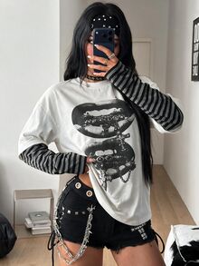 Coolane 女款秋冬街頭風長袖T恤 - 白色 - 查看 1