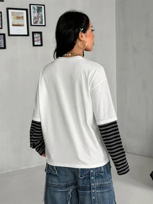 Coolane 女款秋冬街頭風長袖T恤 - 白色 - 查看 9