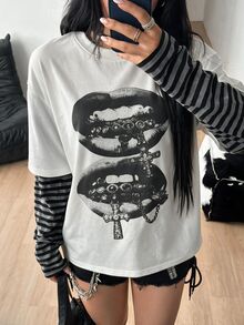 Coolane 女款秋冬街頭風長袖T恤 - 白色 - 查看 4