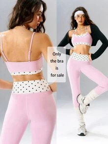 VARSIVA Women's Casual Polka Dot Print 2 In 1 Sports Bra - Multicolor - View 2