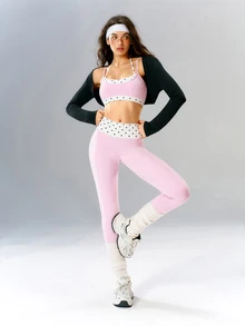 VARSIVA Women's Casual Polka Dot Print 2 In 1 Sports Bra - Multicolor - View 9