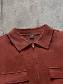 SIGLOCORE Men's Solid Color Long Sleeve Zipper Half-Placket Utility Shirt And Pants Casual Set - Multicolor - View 7