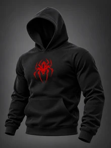 Gym Rark Sweatshirt Hoodie Kasual Pria Motif Laba-laba untuk Sehari-hari, untuk Olahraga - Hitam - View 1