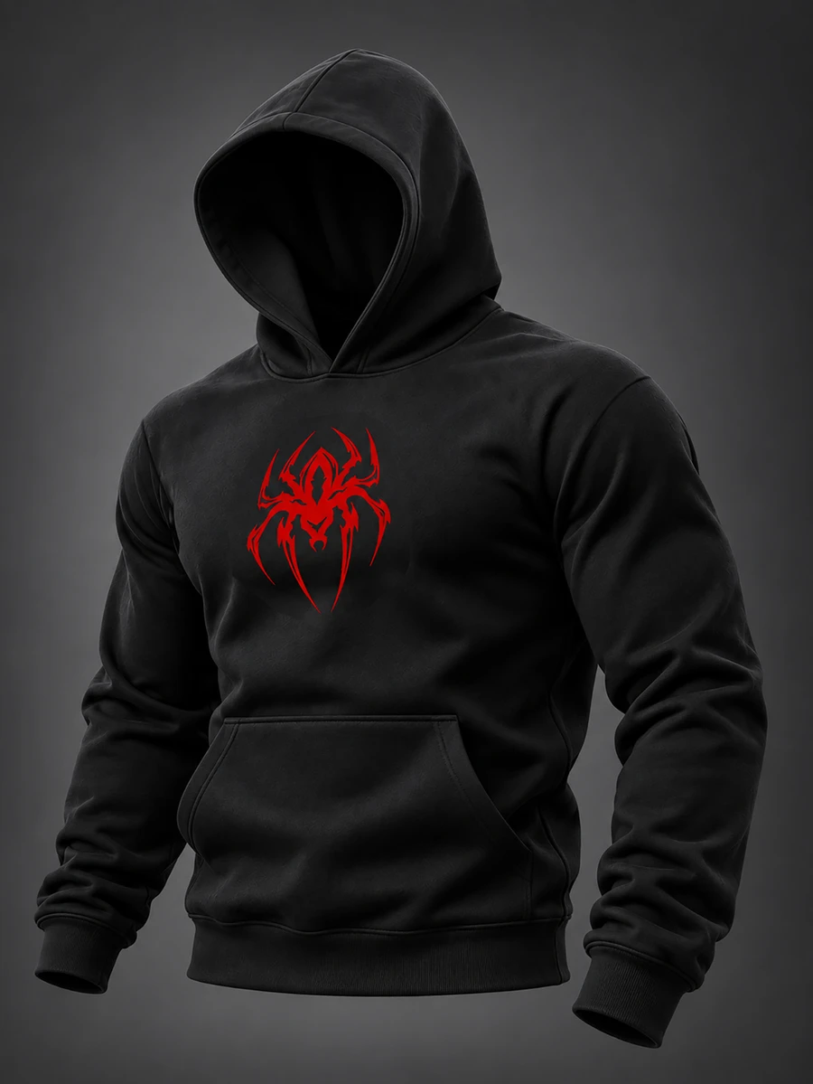 Gym Rark Sweatshirt Hoodie Kasual Pria Motif Laba-laba untuk Sehari-hari, untuk Olahraga - Hitam - View 1