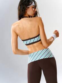 VARSIVA Women's Striped Halter Neck Daily Fitness Sports Bra - Multicolor - View 6