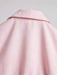 Rina Fox Jaket Ringan Wanita Model Kasual Kancing Ganda Warna Pink - Berwarna merah muda - View 3