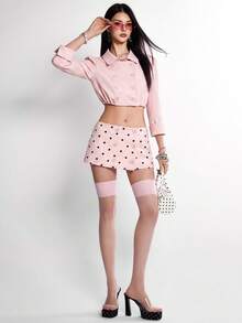 Rina Fox Jaket Ringan Wanita Model Kasual Kancing Ganda Warna Pink - Berwarna merah muda - View 7