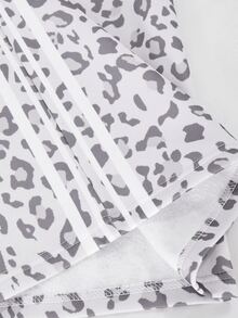 Teen Girls Thermal Fleece Leopard 2pcs Set, Crop Zip Up Hoodie & Wide Leg Sweatpants Autumn Winter - Multicolor - View 8